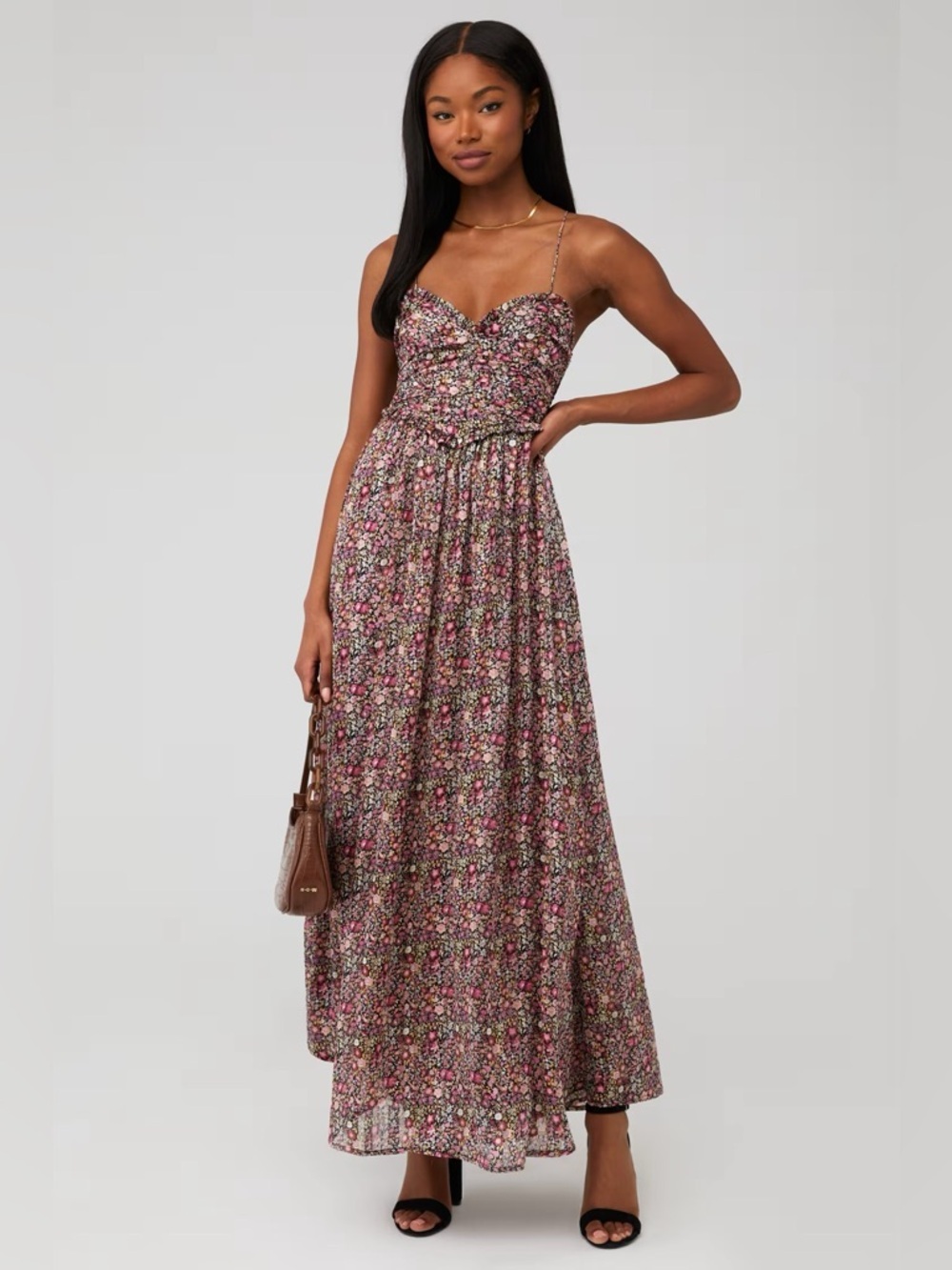 For Love and Lemons Joelle Floral Open Back Maxi Dress NWT Size S